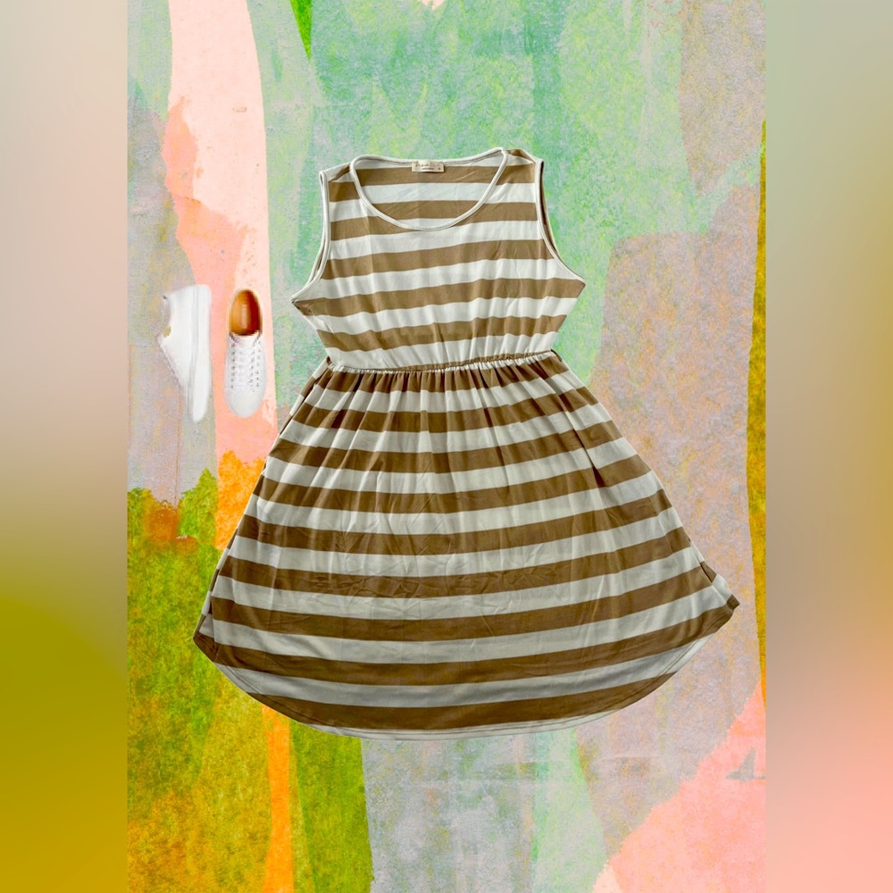 Taupe Stripe Summer Dress